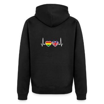 Bolivien UK Herzschlag Flagge Bolivianisch - Unisex Premium Bio Zip Hoodie - Schwarz - Hinten - Nico (187cm)