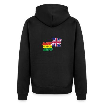 Bolivien UK Flagge Bolivianisch - Unisex Premium Bio Zip Hoodie - Schwarz - Hinten - Nico (187cm)