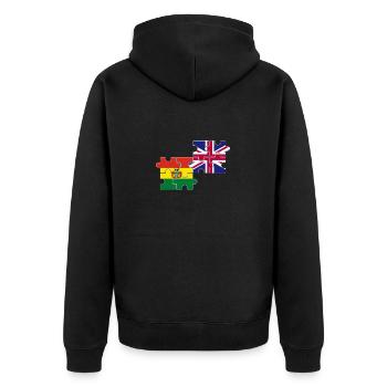 Bolivien UK Flagge Britisch Bolivianisch - Unisex Premium Bio Zip Hoodie - Schwarz - Hinten - Nico (187cm)