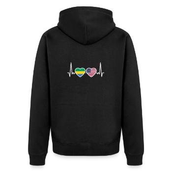 Gabon USA Heartbeat Flag Américain Gabonais - Veste à capuche bio Premium Unisexe - noir - Dos - Nico (187cm)