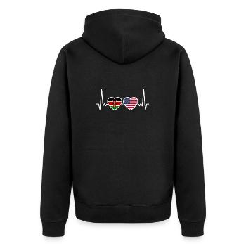 Kenia USA Herzschlag Flagge Kenianisch - Unisex Premium Bio Zip Hoodie - Schwarz - Hinten - Nico (187cm)