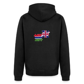 Gambie, Drapeau britannique, Gambien - Veste à capuche bio Premium Unisexe - noir - Dos - Nico (187cm)