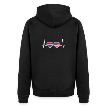 Gambie USA Heartbeat Flag Gambien américain - Veste à capuche bio Premium Unisexe - noir - Dos - Nico (187cm)