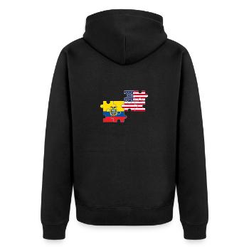 Ecuador USA Flagge Amerikanischer Ecuadorianer - Unisex Premium Bio Zip Hoodie - Schwarz - Hinten - Nico (187cm)