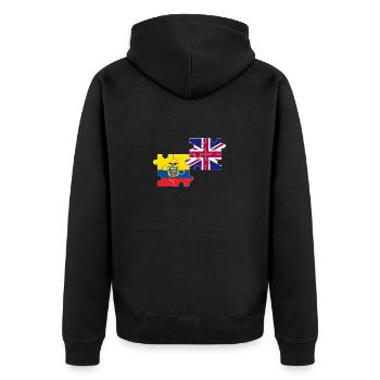 Ecuador UK Flagge Britisch Ecuadorianisch - Unisex Premium Bio Zip Hoodie - Schwarz - Hinten - Nico (187cm)