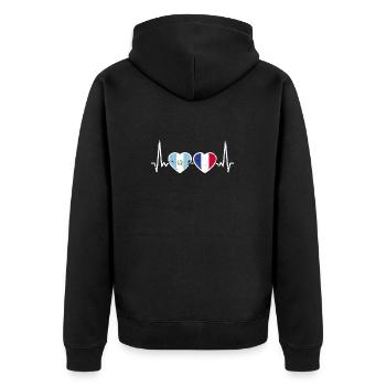 Guatemala France Vintage Heartbeat Drapeau - Veste à capuche bio Premium Unisexe - noir - Dos - Nico (187cm)