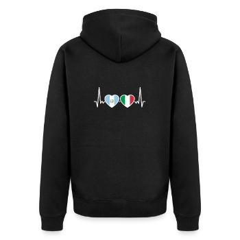 Guatemala Italy Heartbeat Flag Guatemala - Unisex Premium Organic Zip Hoodie - black - Back - Nico (187cm)