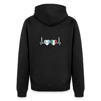 Guatemala Italy Vintage Heartbeat Flag - Unisex Premium Organic Zip Hoodie - black - Back - Nico (187cm)