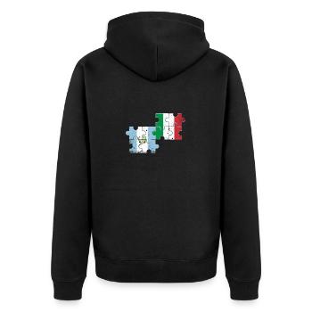 Guatemala Italy Vintage Heartbeat Flag - Unisex Premium Organic Zip Hoodie - black - Back - Nico (187cm)