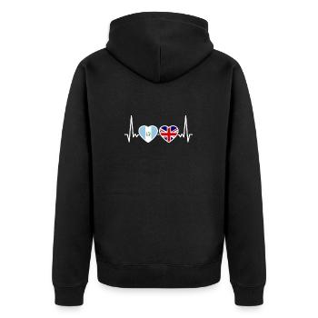 Guatemala UK Heartbeat Flag Guatemalan - Unisex Premium Organic Zip Hoodie - black - Back - Nico (187cm)