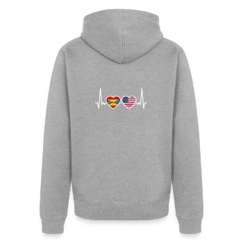 Grenada USA Herzschlag Flagge Grenadisch - Unisex Premium Bio Zip Hoodie - Grau meliert - Hinten - Nico (187cm)