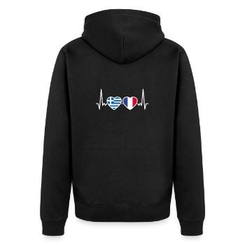 Grèce France Heartbeat Flag Grec - Veste à capuche bio Premium Unisexe - noir - Dos - Nico (187cm)