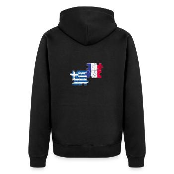 Grèce France Vintage Drapeau Grec - Veste à capuche bio Premium Unisexe - noir - Dos - Nico (187cm)