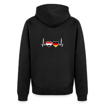 Yémen Allemagne Battement de cœur Drapeau Yéménite - Veste à capuche bio Premium Unisexe - noir - Dos - Nico (187cm)