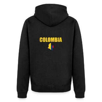 Colombia Vintage Karte Kolumbien Flagge - Unisex Premium Bio Zip Hoodie - Schwarz - Hinten - Nico (187cm)