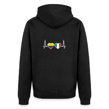 Colombie Italie Vintage Heartbeat Flag - Veste à capuche bio Premium Unisexe - noir - Dos - Nico (187cm)