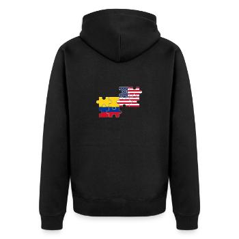 Kolumbien USA Flagge Amerikanisch Kolumbianisch - Unisex Premium Bio Zip Hoodie - Schwarz - Hinten - Nico (187cm)