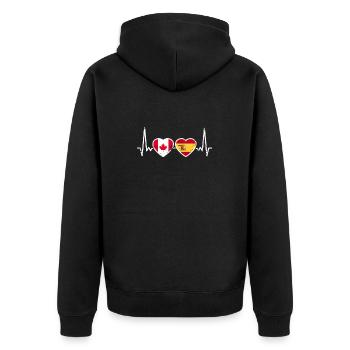 Canada Espagne Vintage Heartbeat Drapeau Canadien - Veste à capuche bio Premium Unisexe - noir - Dos - Nico (187cm)