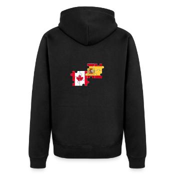 Kanada Spanien Flagge Spanisch Kanadier - Unisex Premium Bio Zip Hoodie - Schwarz - Hinten - Nico (187cm)