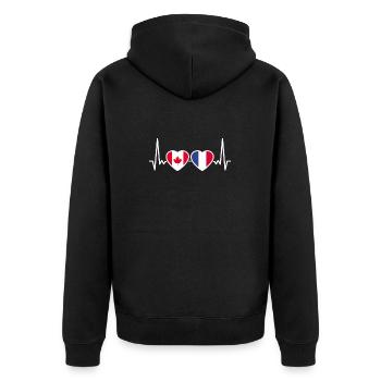 Kanada Frankreich Herzschlag Flagge Kanadier - Unisex Premium Bio Zip Hoodie - Schwarz - Hinten - Nico (187cm)