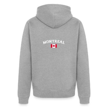 Montréal, Canada, Drapeau canadien, Canadien - Veste à capuche bio Premium Unisexe - gris chiné - Dos - Nico (187cm)