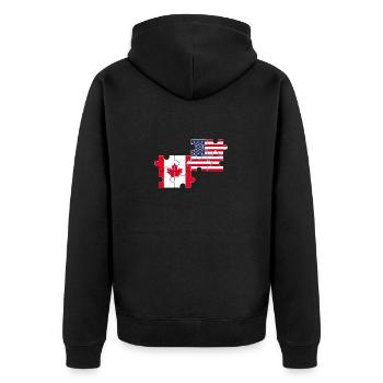 Kanada USA Flagge Amerikanisch Kanadisch - Unisex Premium Bio Zip Hoodie - Schwarz - Hinten - Nico (187cm)