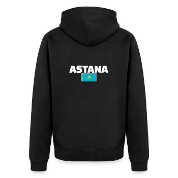 Astana Kasachstan Kasachische Flagge Kasache - Unisex Premium Bio Zip Hoodie - Schwarz - Hinten - Nico (187cm)