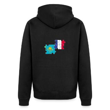 Kazakhstan France Drapeau Kazakh français - Veste à capuche bio Premium Unisexe - noir - Dos - Nico (187cm)