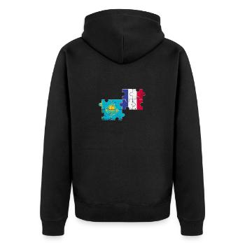 Kasachstan Frankreich Vintage Flagge Kasache - Unisex Premium Bio Zip Hoodie - Schwarz - Hinten - Nico (187cm)