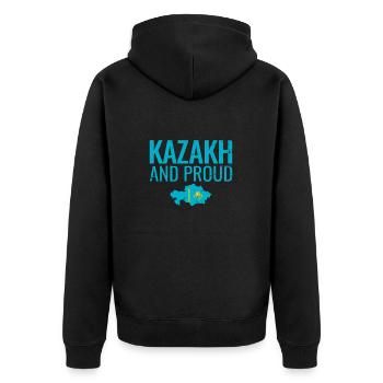 Kazakh And Proud Karte Kasachstan Flagge Kasache - Unisex Premium Bio Zip Hoodie - Schwarz - Hinten - Nico (187cm)