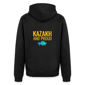 Kazakh And Proud Kasachstan Kasachische Flagge - Unisex Premium Bio Zip Hoodie - Schwarz - Hinten - Nico (187cm)