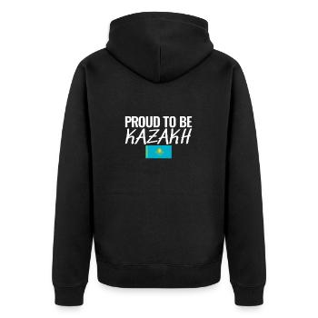 Proud To Be Kazakh Kasachstan Kasachische Flagge - Unisex Premium Bio Zip Hoodie - Schwarz - Hinten - Nico (187cm)