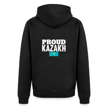 Proud Kazakh Kasachstan Kasachische Flagge Kasache - Unisex Premium Bio Zip Hoodie - Schwarz - Hinten - Nico (187cm)