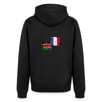 Kenia Frankreich Vintage Flagge Kenianer - Unisex Premium Bio Zip Hoodie - Schwarz - Hinten - Nico (187cm)