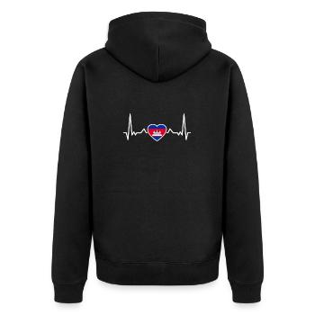 Kambodscha Herzschlag Kambodschanische Flagge - Unisex Premium Bio Zip Hoodie - Schwarz - Hinten - Nico (187cm)