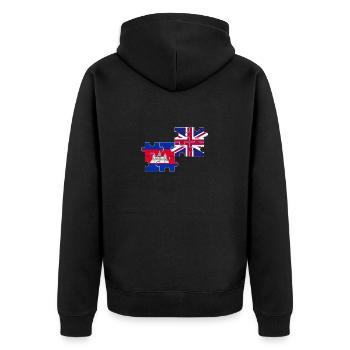 Kambodscha UK Flagge Britisch Kambodschaner - Unisex Premium Bio Zip Hoodie - Schwarz - Hinten - Nico (187cm)