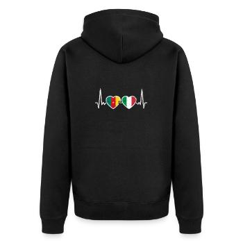 Cameroon Italy Vintage Heartbeat Flag - Unisex Premium Organic Zip Hoodie - black - Back - Nico (187cm)
