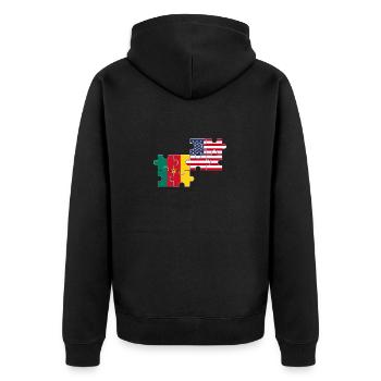 Cameroun USA Drapeau américain Camerounais - Veste à capuche bio Premium Unisexe - noir - Dos - Nico (187cm)