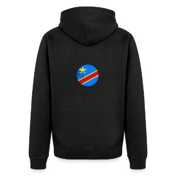 DR Kongo Vintage Kongolesische Flagge Kongolese - Unisex Premium Bio Zip Hoodie - Schwarz - Hinten - Nico (187cm)