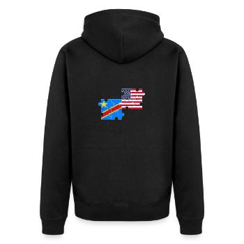 RD Congo USA Flag Américano-Congolais - Veste à capuche bio Premium Unisexe - noir - Dos - Nico (187cm)