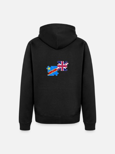 DR Kongo Storbritannias flagg Britisk kongoleser - Premium økologisk unisex-hettejakke - svart