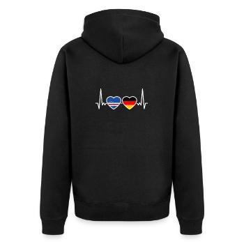 Cape Verde Germany Heartbeat Flag Cape Verde - Unisex Premium Organic Zip Hoodie - black - Back - Nico (187cm)