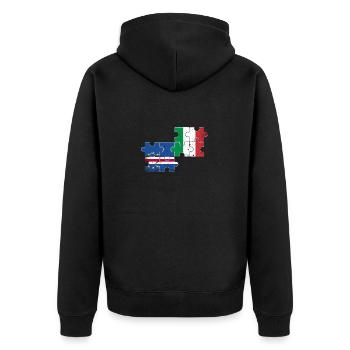 Kap Verde Italien Vintage Flagge Kapverden - Unisex Premium Bio Zip Hoodie - Schwarz - Hinten - Nico (187cm)