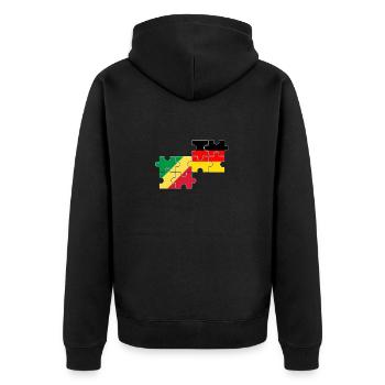 Republik Kongo Deutschland Flagge Kongolese - Unisex Premium Bio Zip Hoodie - Schwarz - Hinten - Nico (187cm)