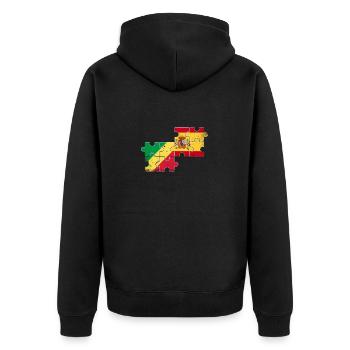 Republik Kongo Spanien Vintage Flagge Kongolese - Unisex Premium Bio Zip Hoodie - Schwarz - Hinten - Nico (187cm)