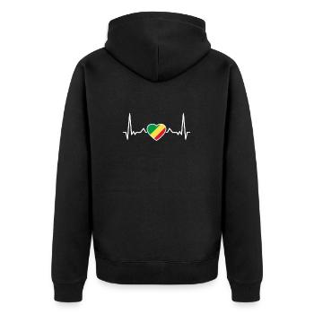 Republik Kongo Herzschlag Kongolesische Flagge - Unisex Premium Bio Zip Hoodie - Schwarz - Hinten - Nico (187cm)