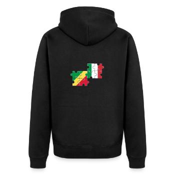 Republik Kongo Italien Flagge Italienisch Kongole - Unisex Premium Bio Zip Hoodie - Schwarz - Hinten - Nico (187cm)