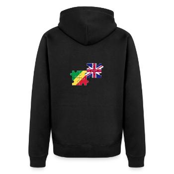 Kongo UK Flagge Britische Kongolesen - Unisex Premium Bio Zip Hoodie - Schwarz - Hinten - Nico (187cm)