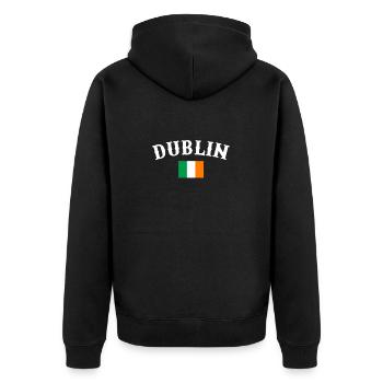 Dublin Irland Flagge Irische Ire - Unisex Premium Bio Zip Hoodie - Schwarz - Hinten - Nico (187cm)