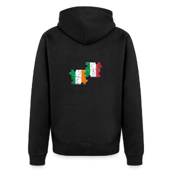 Ireland Italy Vintage Flag Italian Irish - Unisex Premium Organic Zip Hoodie - black - Back - Nico (187cm)